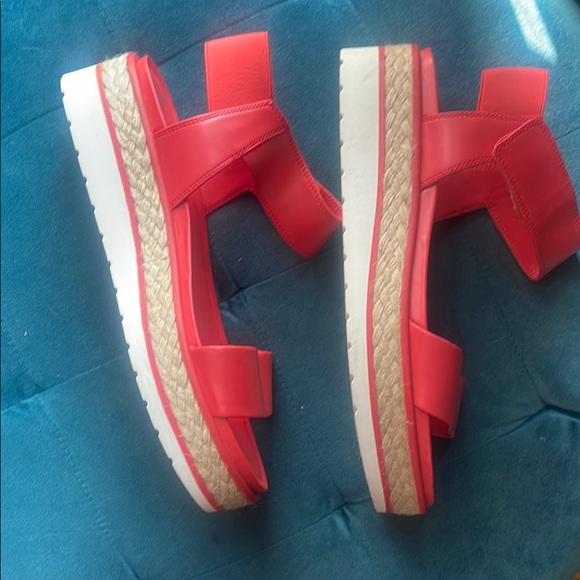 Franco Sarto Coral Red Platform Sandals - Picture 8 of 8